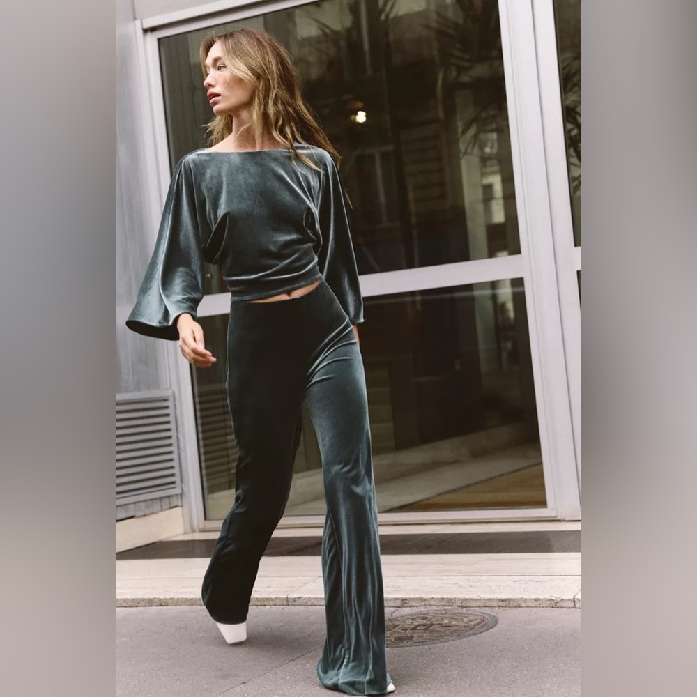 Zara Green Velvet Pants